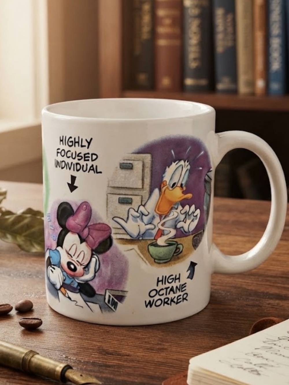 VINTAGE Disney Minnie & MICKEY MOUSE Donald Cartoon Ceramic Coffee Mug LARGE
